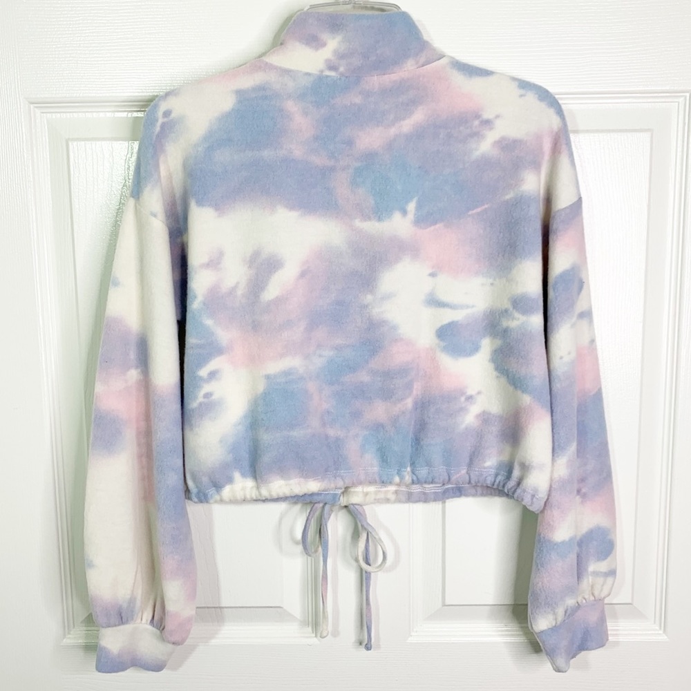 Lelis 1/2 Zip Plush Fleece Mock Neck Tie Dye Pullover Top Pink Blue Size S - Picture 6 of 8